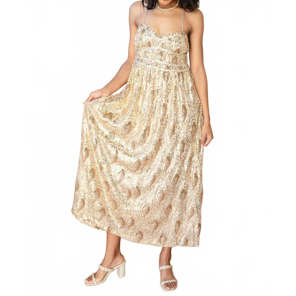 NEW SOFIE THE LABEL gianna midi dress in gold